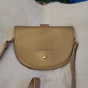 Melie Bianco Metallic Gold Saddle Crossbody